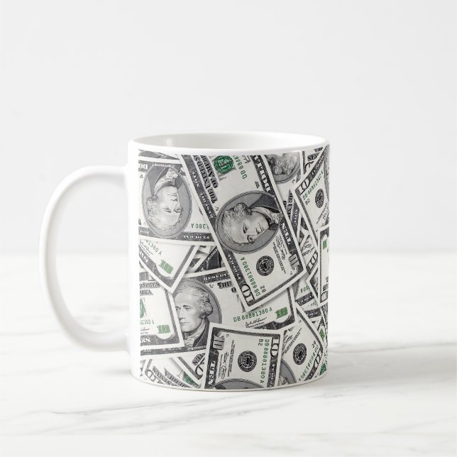 10-Dollar-Schein-Geldmuster Kaffeetasse (Links)