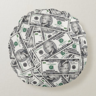 10-Dollar-Schein-Geldmuster Rundes Kissen