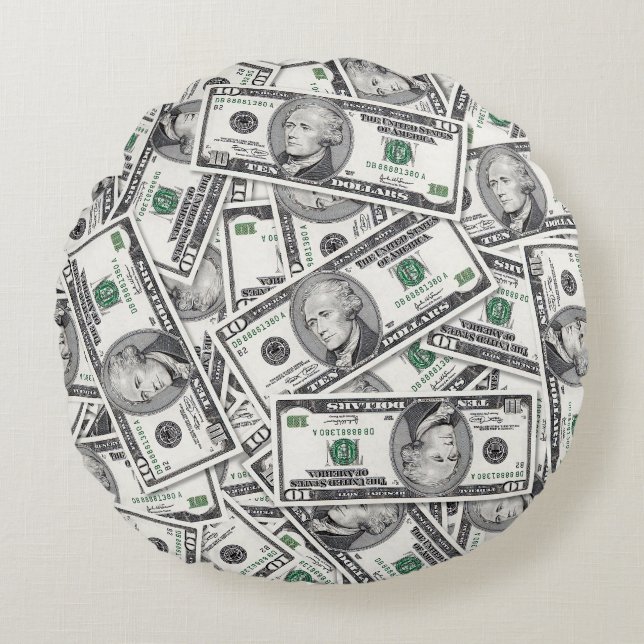 10-Dollar-Schein-Geldmuster Rundes Kissen (Vorderseite)