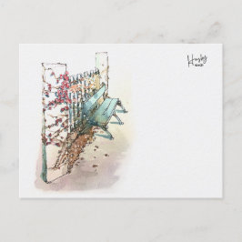 10 : Eine Bank mit Efeu Postkarte