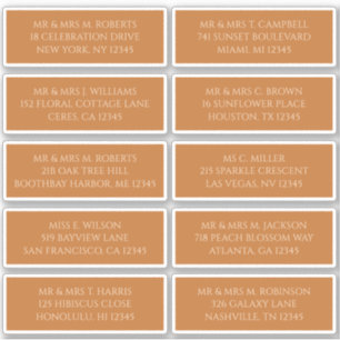 10 einzelne Gastname Adresse Champagner Gold Aufkleber