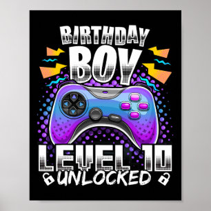 10 Entsperrtes Videospiel 10. Geburtstag Gamer Boy Poster