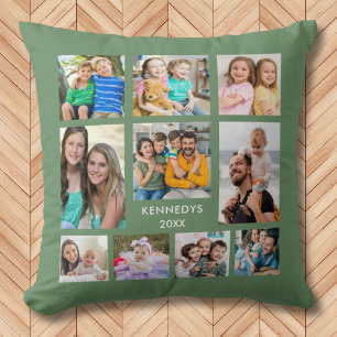 10 Familienfotocollage kreieren Ihre eigene Grüne Kissen