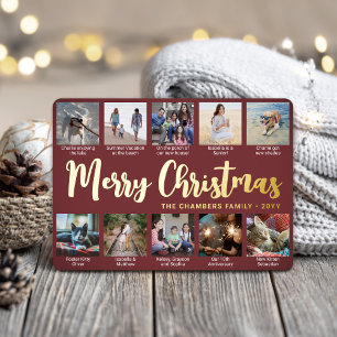 10 Foto Burgundy Frohe Weihnachten Moderne Collage Folien Feiertagskarte