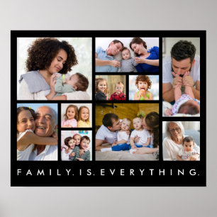 10 Foto-Collage Familie ist alles Zitat Schwarz  Poster