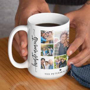 10 Foto-Collage Familienname personalisiert Zweifarbige Tasse