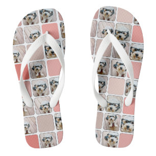 10 Foto Collage - farbenfrohe Grid Pfirsichkoralle Flip Flops