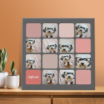 10 Foto Collage - farbiges Gitter mit Skriptnamen Künstlicher Leinwanddruck<br><div class="desc">Crop deine Fotos in Quadrate, bevor du sie hochlädst. Verwenden Sie Ihre quadratischen Instagram Fotos für die besten Ergebnisse! UM DEN HINTERGRUND ZU ÄNDERN - klicken Sie auf den Bereich "Anpassen" oder "Erweitert" und wählen eine Farbe im Farbwähler aus. Fügen Sie Ihre Lieblingsfotos und Schnappschüsse zu diesem Film-Streifen hinzu, um...</div>