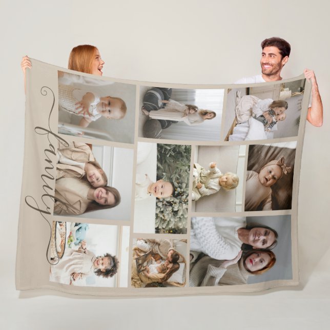 10 Foto Collage Freundesvorlage personalisiert Fleecedecke (Beispiel)