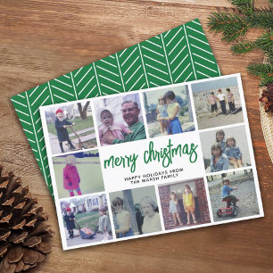 10-Foto-Collage - Frohe Weihnachten Grünes Muster