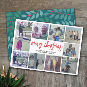 10 Foto-Collage - Frohe Weihnachten Teal Botanisch