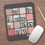 10 Foto Collage Gray Blush Pink Coral Script Name Mousepad<br><div class="desc">Nutzen Sie Ihre quadratischen Fotos für die besten Ergebnisse! Eine Collage aus Foto mit zusätzlichen Farbblöcken. Diese moderne Gitter-Foto-Collage enthält einen rustikalen, modernen Schriftart für Ihren Namen oder anderen Text. Die Ecken Ihrer Fotos sind gerundet, um die quadratische Foto-Collage weicher zu nehmen. UM DEN HINTERGRUND ZU ÄNDERN - klicken Sie...</div>