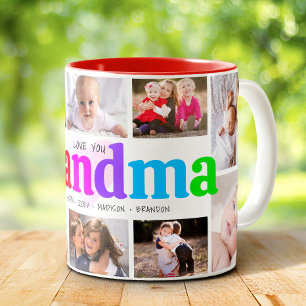 10 Foto-Collage Liebe dich Oma Mehrfarbig Fett Zweifarbige Tasse