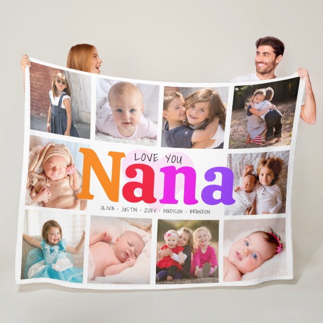 10 Foto Collage Liebe Sie Nana Multicfarben Modern Fleecedecke (Beispiel)
