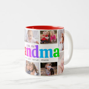 10 Foto Collage Liebe Sie Oma Multicolor Fett Zweifarbige Tasse
