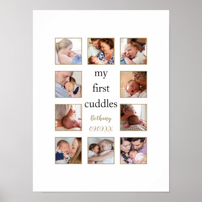 10 Foto Collage Mein erster Cuddles Neugeborener N Poster (Vorne)