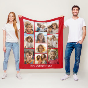 10-Foto-Collage mit einfachem Text Fleecedecke
