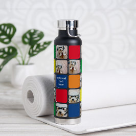 10 Foto Collage Moderne würfelrote blaugelbe Gelbe Trinkflasche