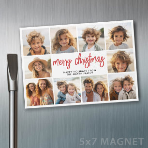 10 Foto-Collage - Moderner Frohe Weihnachten Magne Magnetkarte