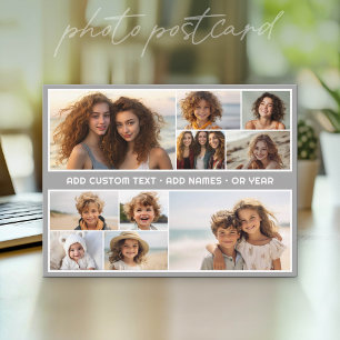 10-Foto-Collage-Raster - Benutzerdefinierter Text Postkarte