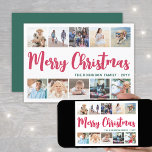 10 Foto Collage Script Frohe Weihnachten Moderne<br><div class="desc">Senden Sie stilvolle fröhliche Grüße und teilen Sie 10 Ihrer Lieblingsfotos mit einer festlichen individuellen Foto Collage Merry Weihnachtskarte. Der gesamte Text auf dieser Vorlage ist einfach zu personalisieren mit jedem beliebigen Text, wie zum Beispiel Happy Holidays oder Frohe Festtage. Das helle Cranberry Rot und Grün-Design zeichnet sich durch eine...</div>