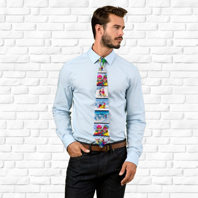 10 Foto-Collage-Streifen Krawatte (Ten 10 Photo Collage Stripes Neck Tie)
