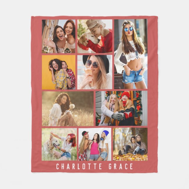 10 Foto Einfach Moderne Minimale Rose Roter Chic N Fleecedecke (Vorderseite)