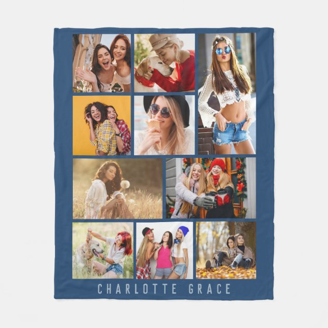 10 Foto Einfache Moderne Minimal Blauer Stilname Fleecedecke (Vorderseite)