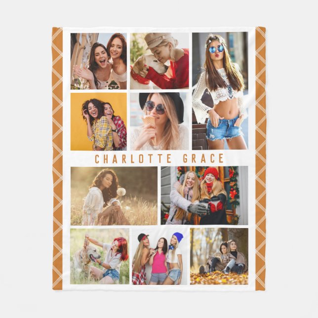 10 Foto Einfache Moderne Minimal Kariert Chic Name Fleecedecke (Vorderseite)