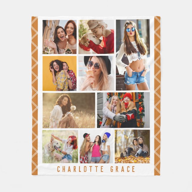 10 Foto Einfache Moderne Minimal Kariert Chic Name Fleecedecke (Vorderseite)