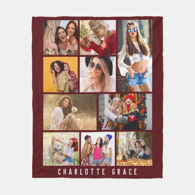 10 Foto Einfache moderne minimale Burgundy Chic Na Fleecedecke (Vorderseite)