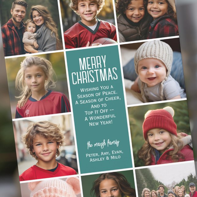 10 Foto Grenze - Frohe Weihnachten Retro Linie Art (10 Photo Online Christmas Card - Print and Download Options - Modern, Minimal Design - retro stripe)