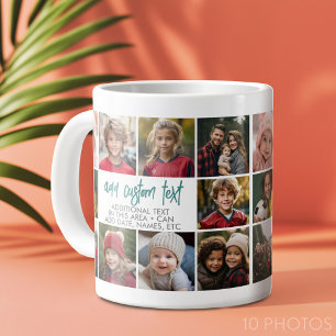 10 Foto Grenze mit Textmitte - Aquamarin grau Jumbo-Tasse