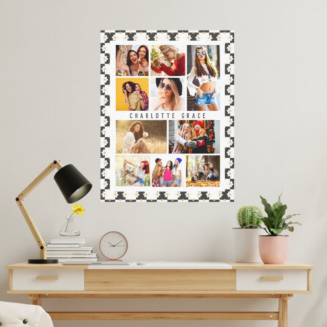 10 Foto Moderne Groovy Daisy Blume Stilvolle Bezei Leinwanddruck (Von Creator hochgeladen)