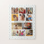 10 Foto Moderne grüne romantische Liebe trägt den  Puzzle<br><div class="desc">10 Foto Moderne Grün Romantische Liebe Heats Name Jigsaw Puzzle bietet zehn Ihrer Lieblingsfotos für eine einfache und schnelle DIY hinzufügen Sie Ihre eigene Foto-Collage. Personalisieren Sie sich mit Ihrem Namen und umgeben von einem niedlichen, grünen Herzmuster der Liebe. Macht ein perfektes Geschenk für Weihnachten, Geburtstage, Muttertag, Schwestern, beste Freunde...</div>