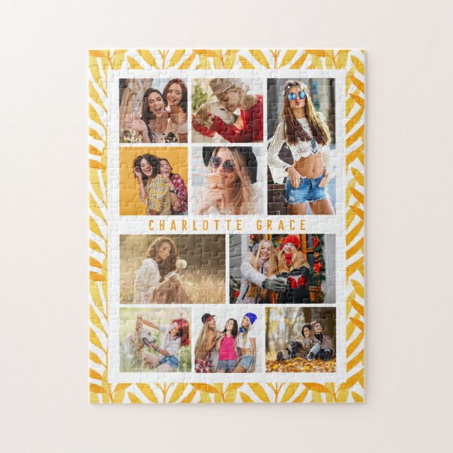 10 Foto Moderne stilvolle Aquarellfarben Blätter N Puzzle (Vertikal)