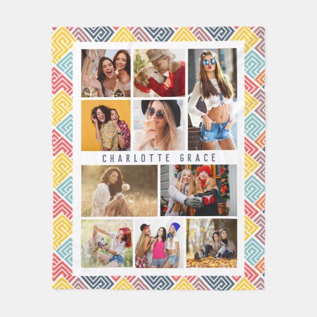 10 Foto Moderner farbiger Abstrakter geometrischer Fleecedecke (Vorderseite)