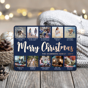 10 Foto Navy Blue Frohe Weihnachten Moderne Schrif Folien Feiertagskarte