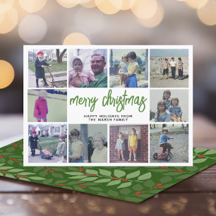 10 FotoCollage - Frohe Weihnachten Grün botanisch