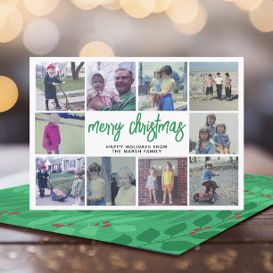 10 FotoCollage - Frohe Weihnachten Grün botanisch