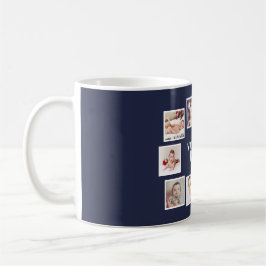 10 FotoCollage mit Personalisiertem Text blau Kaffeetasse