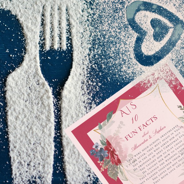 10 Fun Facts Newlyweds Couple Magenta Rose Wappen Serviette (Von Creator hochgeladen)