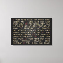10 Gebote für dunkles Holz 30" x 20" Leinwand Wrap