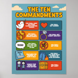 10 Gebote Poster - biblische Wand Art Yahuah