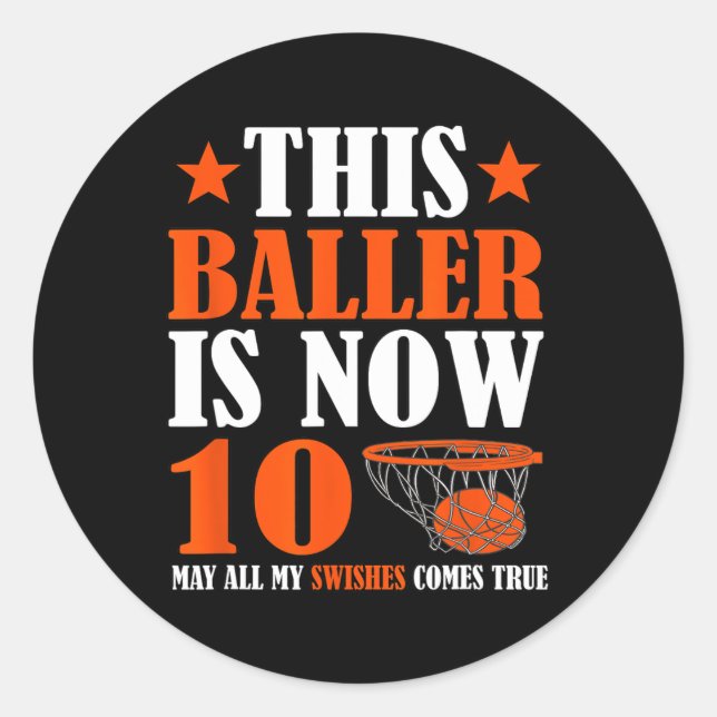 10. Geburtstag 10 Jahre alter Basketball 10. Bi Runder Aufkleber (Vorderseite)