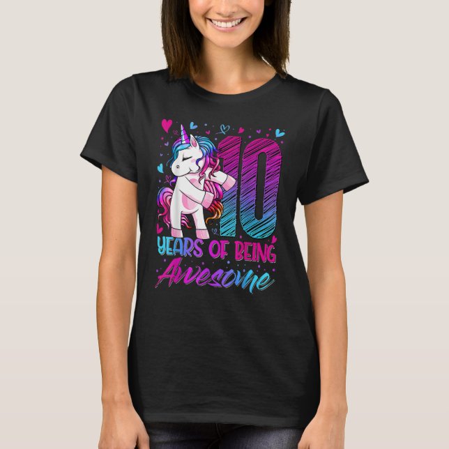 10. Geburtstag 10. Jähriges Mädchen Flossing Einho T-Shirt (Vorderseite)