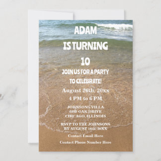 10. Geburtstag 10. Ocean Sandy Beach Party Custom Einladung