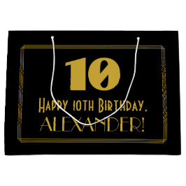 10. Geburtstag — Art Deco Inspiriert Look "10" & N Große Geschenktüte