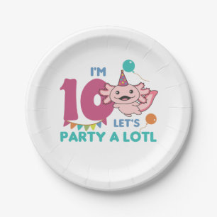 10. Geburtstag Axolotl Zehn Jahre alt Sweet Axolot Pappteller