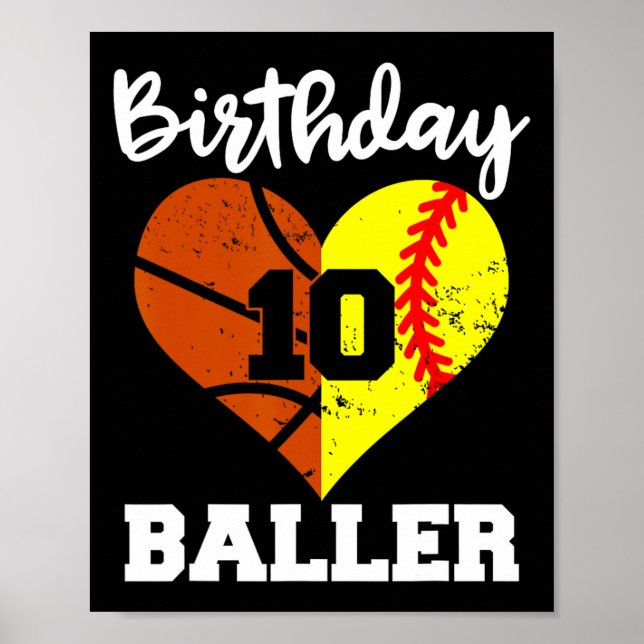 10. Geburtstag Baller Spaß 10 Jahre alter Softball Poster (Vorne)